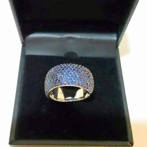 EFFY 14K White Gold Wide Band Ring featuring 3.60 carats of round Blue Sapphires - Picture 2 of 10
